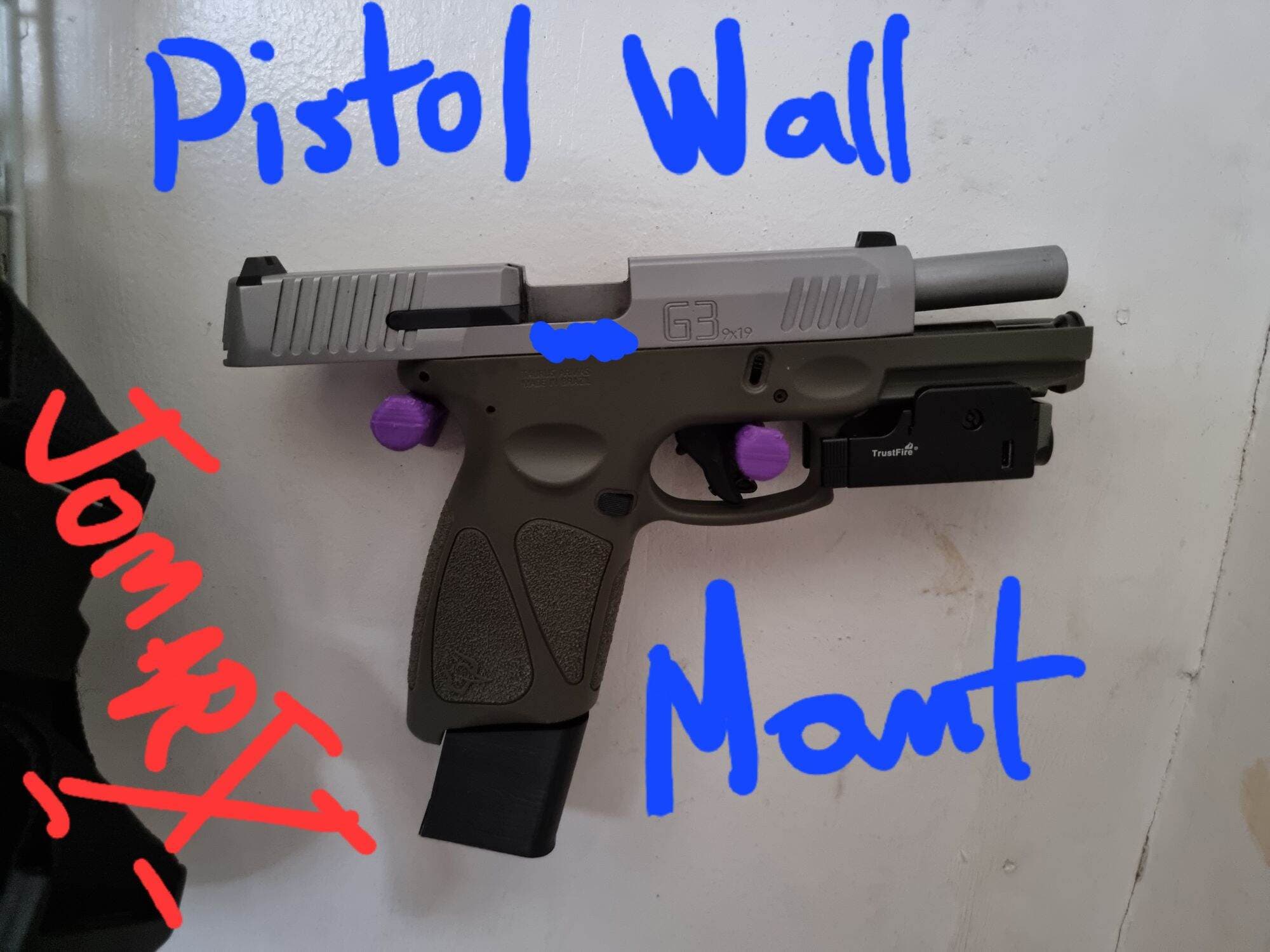 3d printed GBB Pistolz Wall Mount