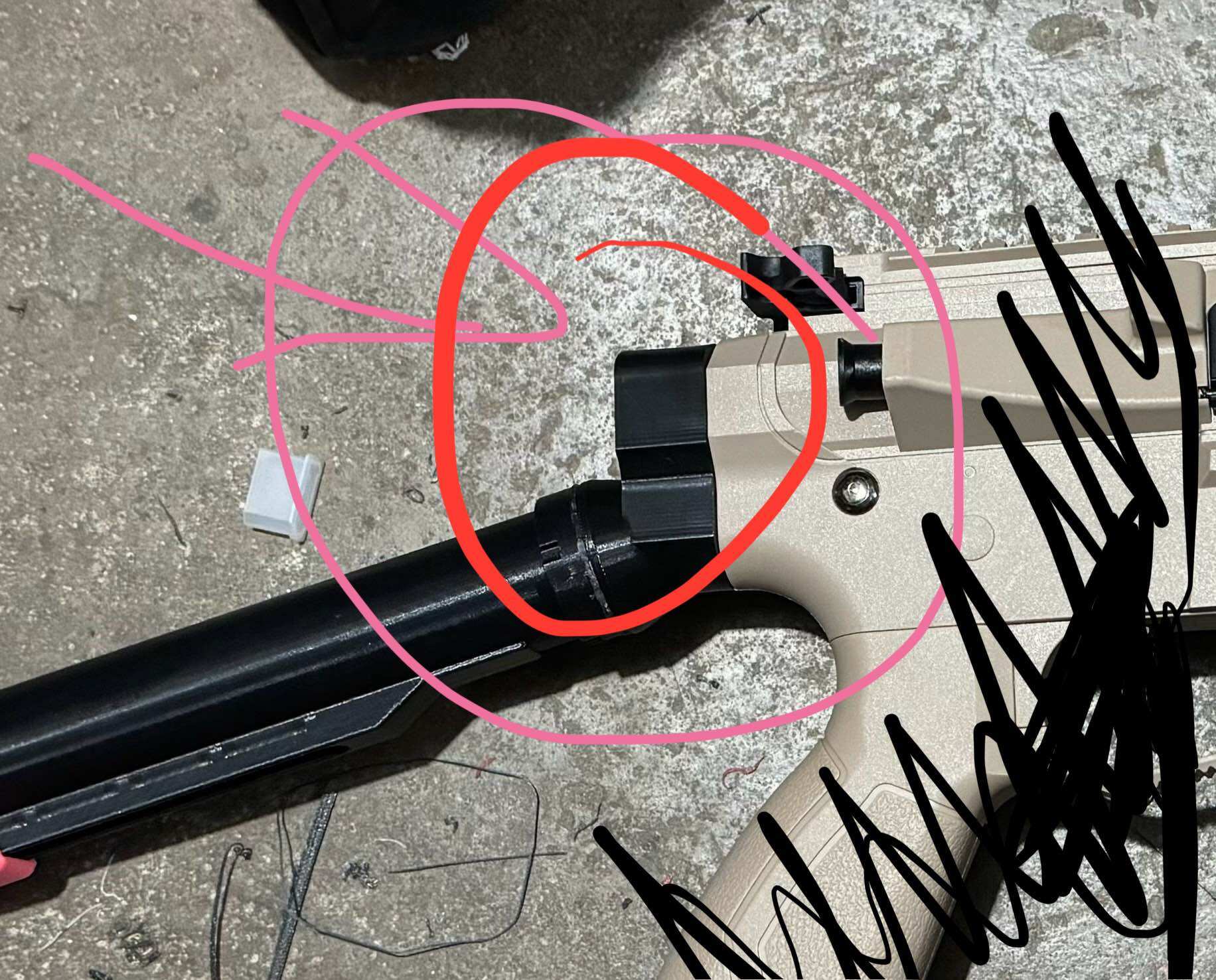 3d printed JomarX angled drop stock adapter for Gel blasters TOYS ONLY TG ARP9 v1 to v3