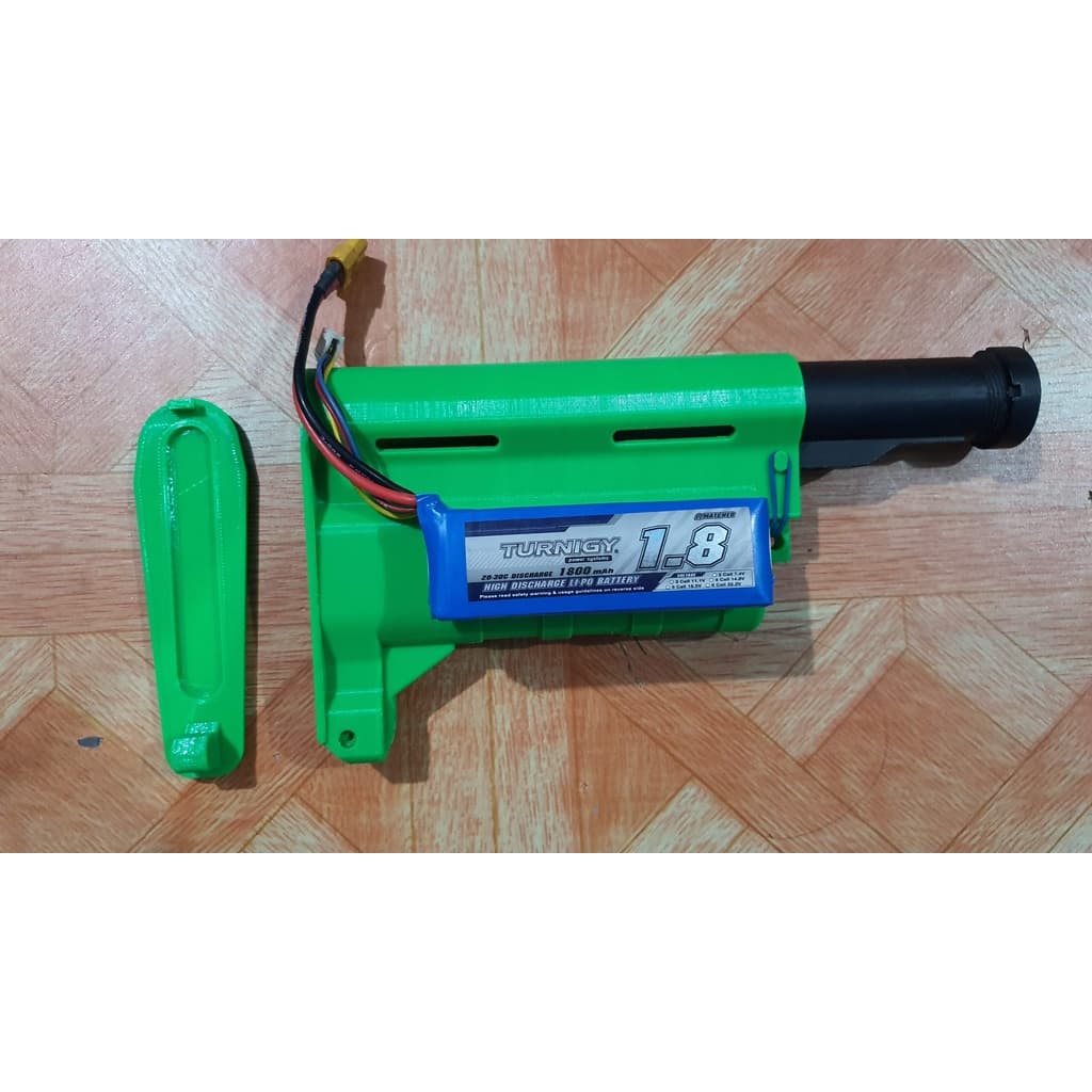 3d printed Rear Battery Stock for TM / JG / E&C for Softair / Gel Blaster