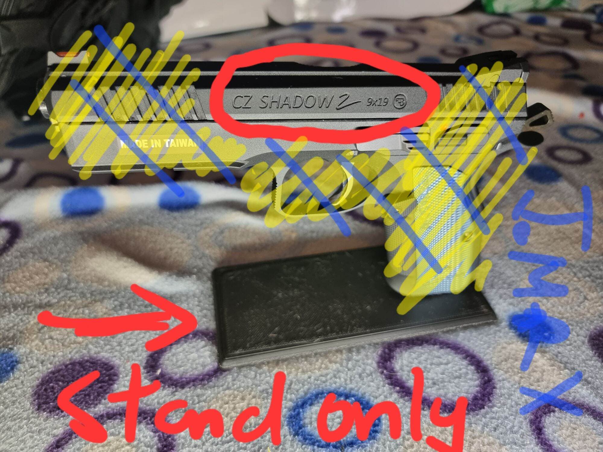 3d printed simple CZ Shadow 2 Stand for SoftAir