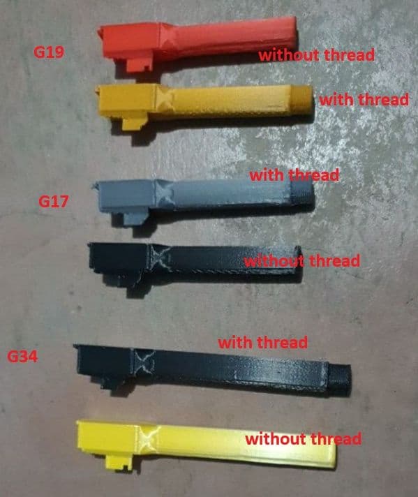 3d printed TOY PLASTIC Glockz G17 G19 G34 Fixed Outer barrel for SoftAir WE Double Bell EnC WITH THREADs TOY ONLY!