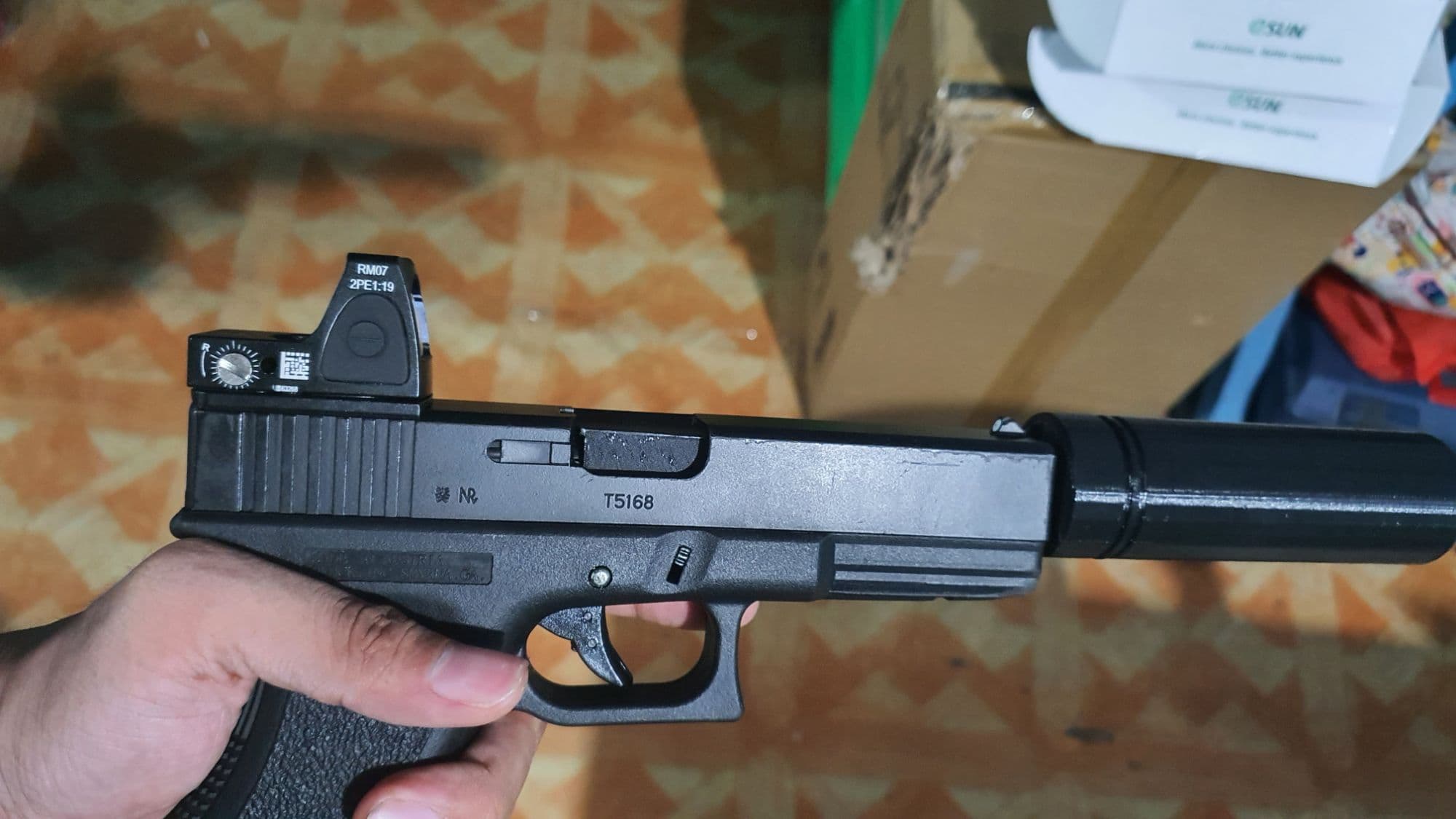 3d printed TOY PLASTIC Glockz G17 G19 G34 Fixed Outer barrel for SoftAir WE Double Bell EnC WITH THREADs TOY ONLY!