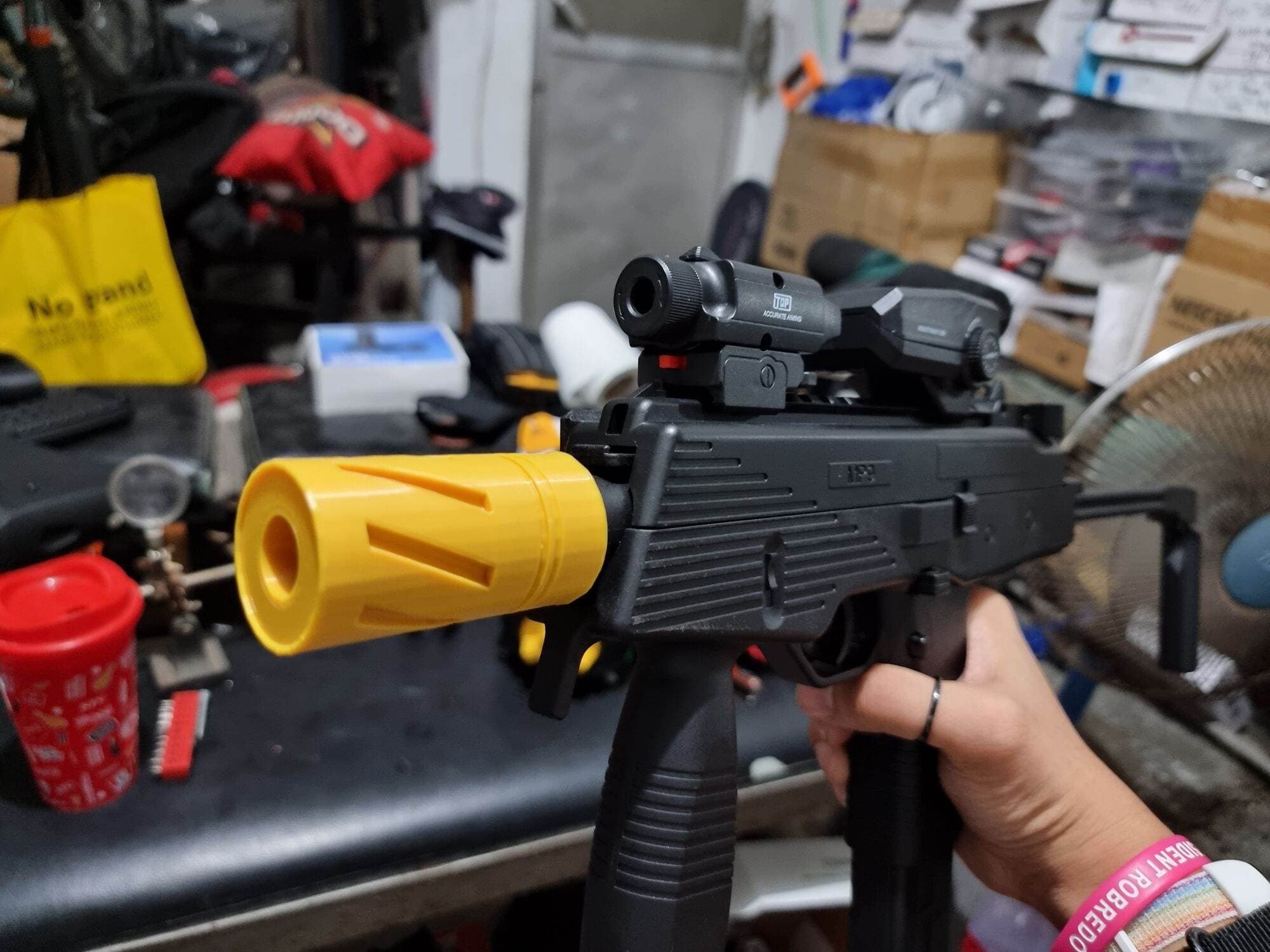 3d printed twist hop up cover Or Thread adapter for the Lehui Mp9 GelB TOYS ONLY